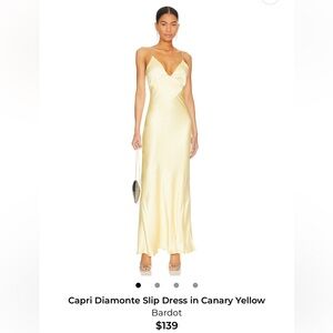Bardot Capri Diamonte Slip Dress in Canary Yellow